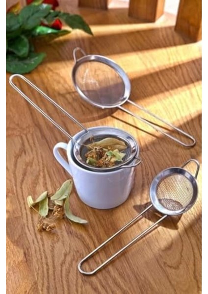 Paslanmaz Çelik 3’lü Çay Süzgeç Seti, 8-12 Cm, Bitki ve Bitki Çayı Için Uygun modelleri