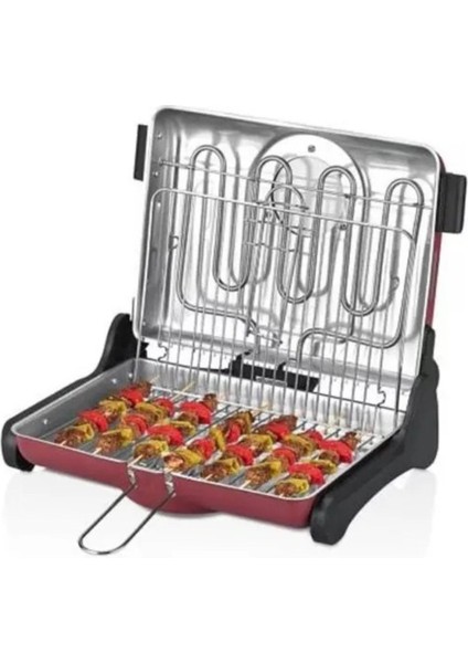 AB661 Camlı Çift Telli Kapaklı Izgara - Bordo / Siyah - 1200 Watt fırsatları