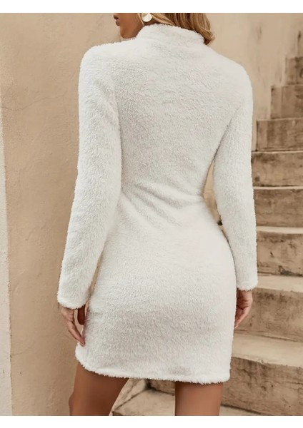Kadın Uzun Kollu Peluş Mini Boy Elbise indirimleri