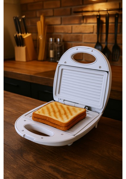 Mini Seramik Tost Makinesi, Beyaz Renk, Pratik ve Şık Tasarım