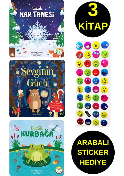 Emojili Sticker Hediye - Okul Öncesi Resimli Kitaplar - Küçük Kar Tanesi - Sevginin Gücü - Kurbağa