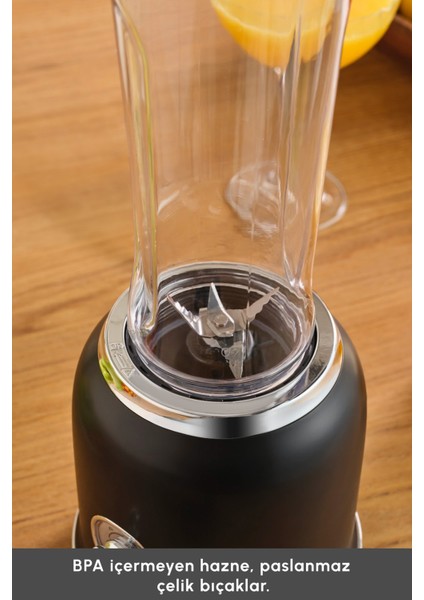 Kişisel Kullanıma Uygun Şık ve Taşınabilir Mini Smoothie Blender Siyah Renk