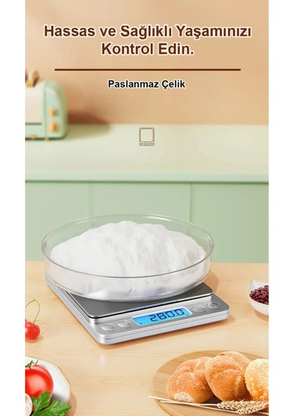 Dijital Mutfak Tartısı 300G, 0.01G Hassasiyet, 2 Ölçü Kabı ile Kullanışlı ve Pratik fiyatları