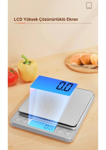 Dijital Mutfak Tartısı 300G, 0.01G Hassasiyet, 2 Ölçü Kabı ile Kullanışlı ve Pratik fırsatları