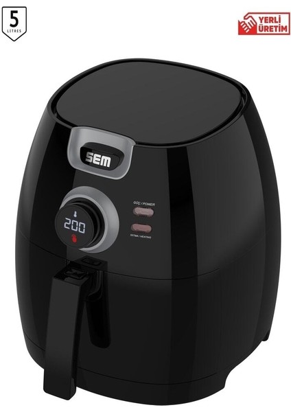 5l Yağsız Kızartma Fritözü, 8 Program, 1650W, Siyah fiyatları