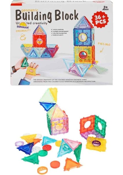 4842 Sun-Yfn-Manyetik Geometrik Bloklu Şekiller 36 Prç
