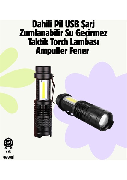 2000 Lümen LED El Feneri - Suya Dayanıklı, Odaklı, Klipsli