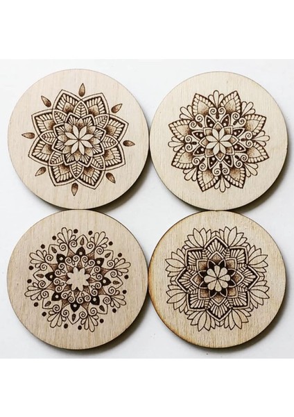 Ahşap – Mdf Lazer Kesim Kazıma 6’lı Kahve Fincan Atlığı, Bardak Altlığı, Sunum
