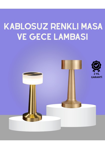 Touch Gece Lambası – Dokunmatik Kontrol, Kablosuz Kullanım, Metal Gövde