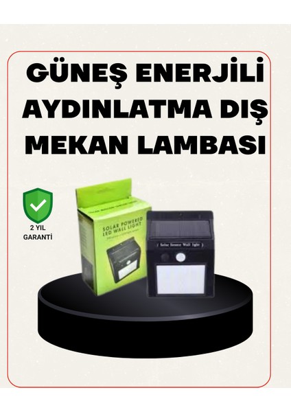 Bahçe ve Veranda Için Güneş Paneli ile Otomatik Şarj Olan LED Duvar Lambası