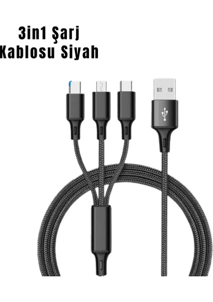 3’ü 1 Arada Hızlı Şarj Kablosu
