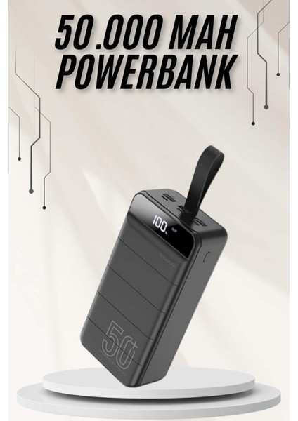 Powerbank Çoklu Şarj Girişi 50.000 Mah Taşınabilir Dijital Göstergeli
