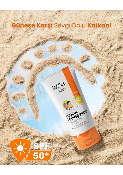Kids Çocuk Güneş Kremi SPF50+ 50 ml Yüksek Koruma Tüm Cilt Tiplerine Uygun Dermatolojik Onaylı