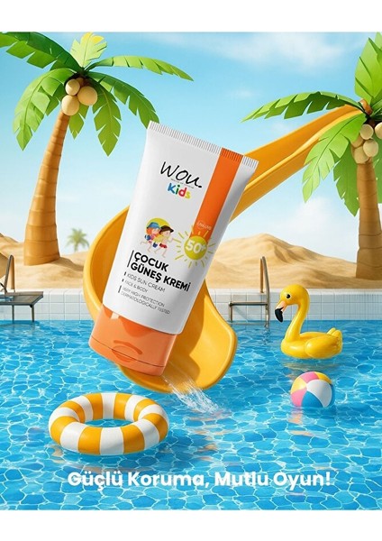 Kids Çocuk Güneş Kremi SPF50+ 50 ml Yüksek Koruma Tüm Cilt Tiplerine Uygun Dermatolojik Onaylı