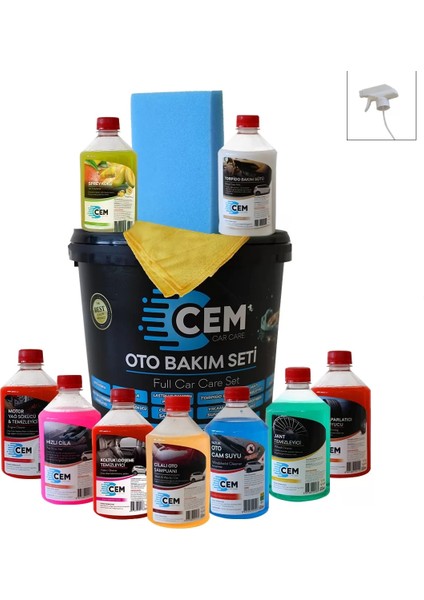 CAR CARE 12 Parça Full Oto Bakım Seti, Araç Temizlik Seti