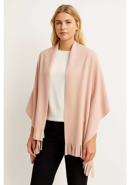 Softiva Polar Omuz Şalı 70X180 cm Unisex Kışlık Şal Pudra