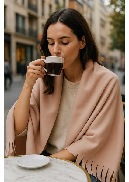 Softiva Polar Omuz Şalı 70X180 cm Unisex Kışlık Şal Pudra modelleri