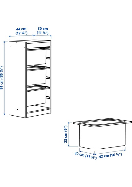 Trofast Saklama Ünitesi Çam Gri 44 x 30 x 91 cm fiyatları