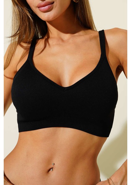 Siyah Light Invisible V Kesim Dikişsiz Sütyen