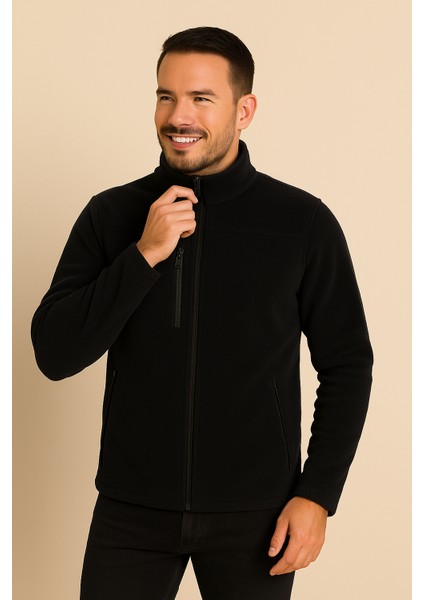 Unisex Lacivert Anti-Pilling Tüylenme Yapmayan Standart Fit Tam Fermuarlı Soğuk Geçirmez Polar Hırka fiyatları