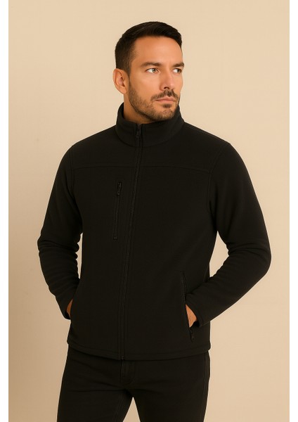 Unisex Lacivert Anti-Pilling Tüylenme Yapmayan Standart Fit Tam Fermuarlı Soğuk Geçirmez Polar Hırka fırsatları