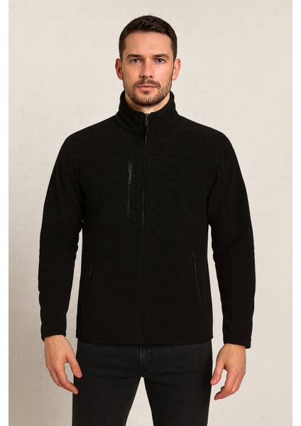 Unisex Lacivert Anti-Pilling Tüylenme Yapmayan Standart Fit Tam Fermuarlı Soğuk Geçirmez Polar Hırka indirimleri