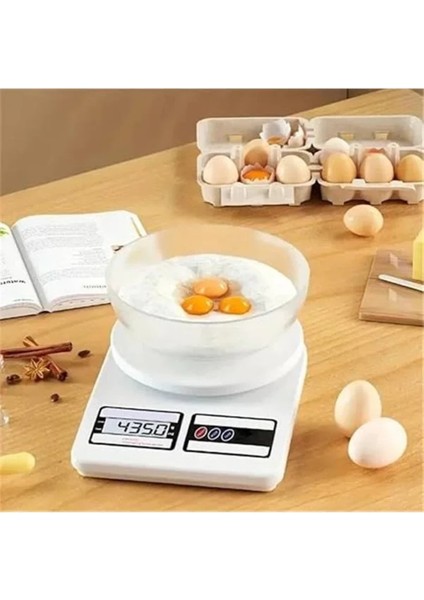 Dijital Mutfak Tartısı, 10 Kg, 1 gr Hassasiyet, Dara Fonksiyonu, Renkli Ekran