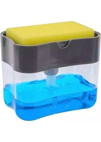 Gri Sıvı Bulaşık Deterjan Seti, Pompa, Sünger ve Hediye