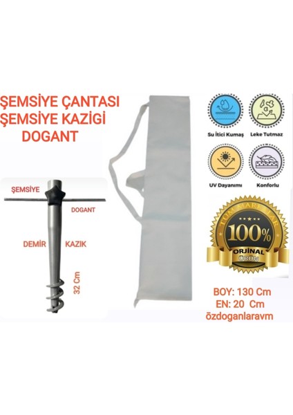 Bej Şemsiye Çantası ve Demir Kazık Seti, Şık ve Pratik Koruma Seçeneği