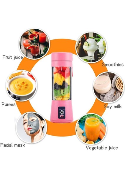 Şarjlı 6 Bıçaklı Taşınabilir Meyve Suyu Blenderi 380ML, Mavi modelleri