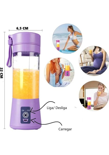 Şarjlı 6 Bıçaklı Taşınabilir Meyve Suyu Blenderi 380ML, Mavi indirimleri