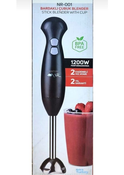 Nar Delta Turbo Çubuk Blender 1200W Siyah, Güçlü ve Şık Tasarım ile Mutfağınıza Kolaylık Sağlar