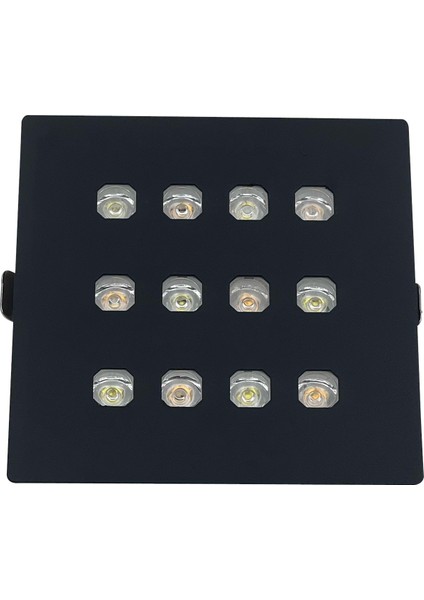 12 LED Kare Aydınlatma Siyah, Güçlü ve Şık Kuyumcu Işıklandırma