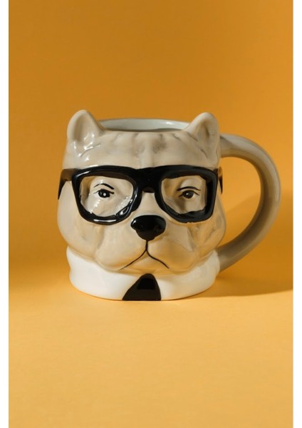 Sevimli Bulldog Desenli Kupa, Gri, 100 Ml, Sıcak ve Soğuk Içecekler Için Mükemmel