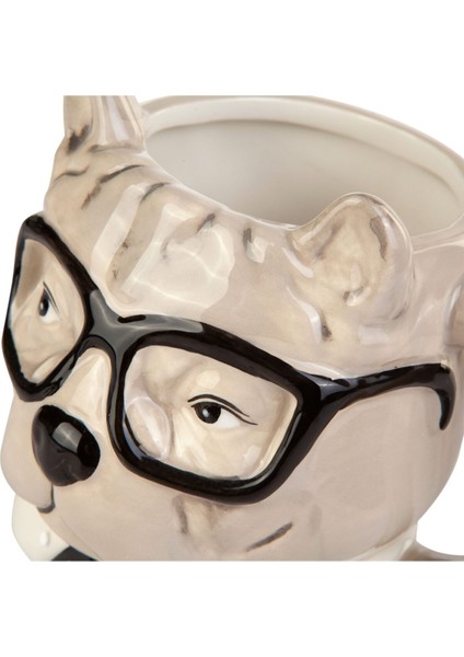 Sevimli Bulldog Desenli Kupa, Gri, 100 Ml, Sıcak ve Soğuk Içecekler Için Mükemmel