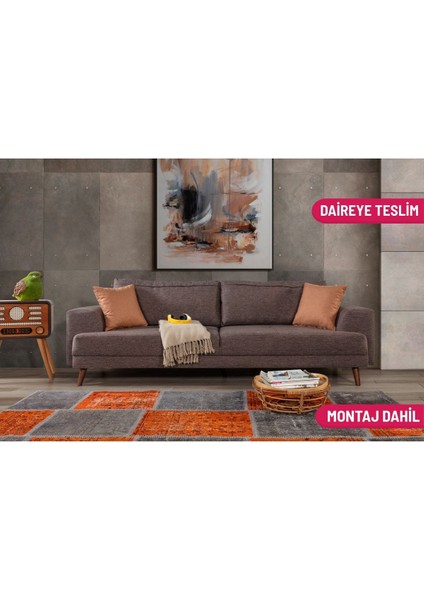 Bisno Yataklı Kanepe Keten Kahve