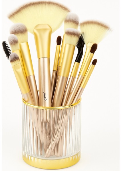 18 Parça Profesyonel Makyaj Fırça Seti Krem Renk fırsatları