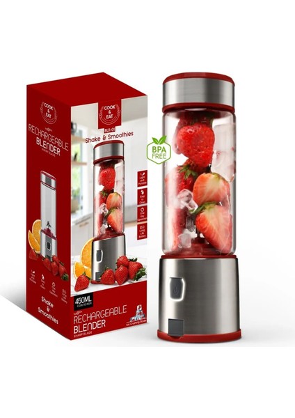 Şarjlı 450 ml 6 Bıçaklı Paslanmaz Çelik Buz Kırabilen Kişisel Taşınabilir Blender