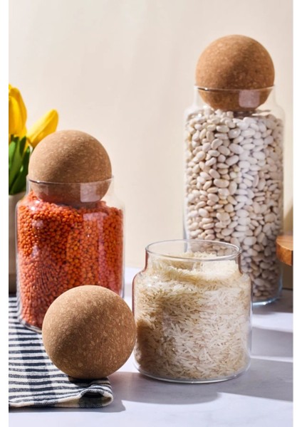 3'lü Top Mantar Kapaklı Cam Kavanoz ve Baharatlık Seti Beyaz fiyatları