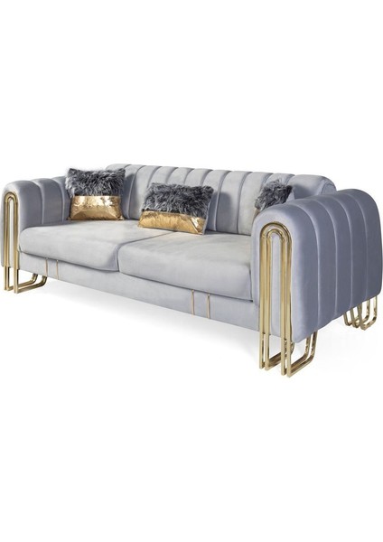 Laves Yataklı Üçlü Koltuk Açık Gri