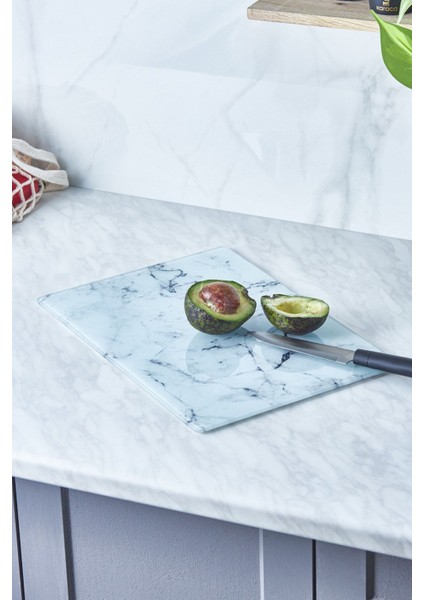 Şeffaf Cam Kesme Tahtası 35 Cm, Şık ve Dayanıklı Mutfak Aksesuarı fiyatları