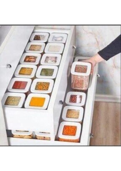 700 ml Kare Vakumlu Şeffaf Saklama Kabı, 6'lı Set