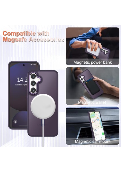 Samsung Galaxy S25 Uyumlu Ekran Koruyuculu Kılıf Magsafe Sarj Destekli Kamera Çıkıntılı Mat Kapak