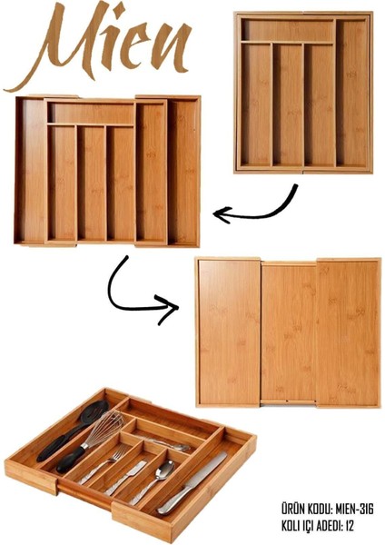 Bambu Ayarlı 5-7 Bölmeli Çekmecelik, Düzenli ve Şık Saklama Çözümü