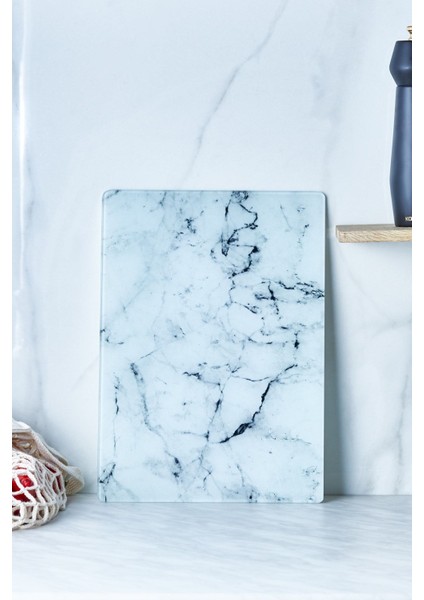 Beyaz Cam Kesme Tahtası 35 Cm, Şık ve Dayanıklı Mutfak Gereci