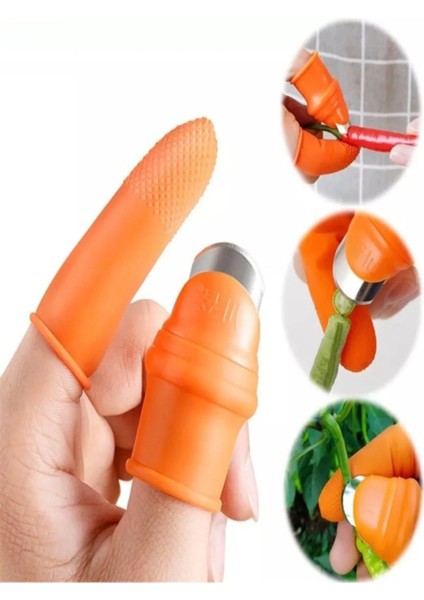 Pratik Baş Parmak Sebze Kesme ve Ayıklama Aleti, Turuncu Renk