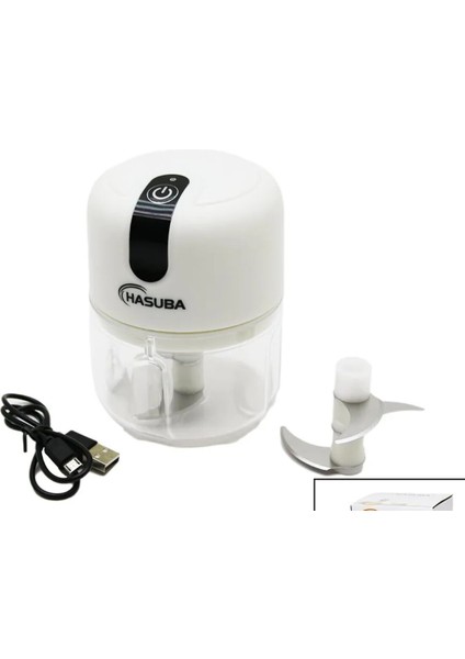 Pratik Usb’li El Blenderi, 3’lü Bıçak Seti ve Yedek Bıçak ile Mini Blender, Beyaz