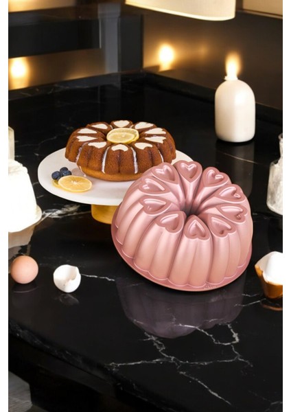 26CM Pembe Titanyum Kek Kalıbı, Döküm ve Granit Malzeme