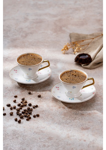 2 Kişilik Beyaz Seramik Kahve Fincan Takımı, 80 Ml, Şık ve Kullanışlı Set