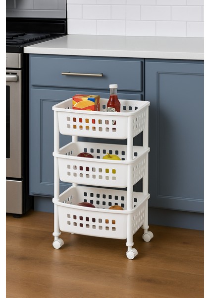 3 Katlı Mutfak Sepet Raf Düzenleyici Organizatör, Yanına Uygun Çok Amaçlı Kullanım fiyatları